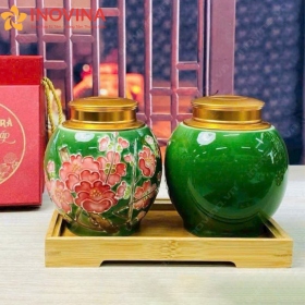 Hũ Đựng Trà Bát Tràng Hoa Hồng Nổi