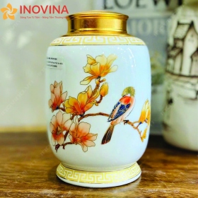Hũ Đựng Trà Bát Tràng Hoa Mộc Lan Và Chim