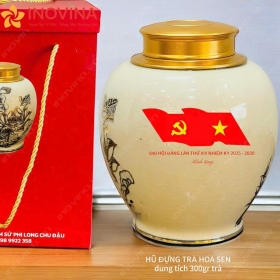 Hũ Đựng Trà Chu Đậu Dáng Chum Hoa Sen