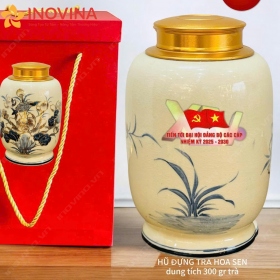 Hũ Đựng Trà Chu Đậu Dáng Trụ Hoa Sen