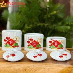 Khay Mứt Bát Tràng Dáng Trụ Tròn