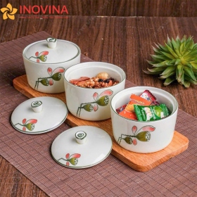 Khay Mứt Gốm Sứ Bát Tràng Đài Sen