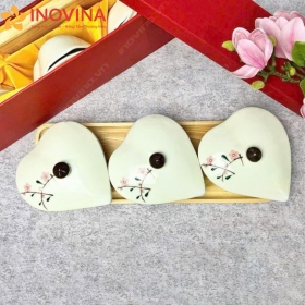 Khay Mứt Gốm Sứ Bát Tràng Dáng Lá Bồ Đề