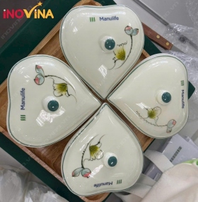 Khay Mứt Gốm Sứ Bát Tràng Hoa Sen 4 Cánh