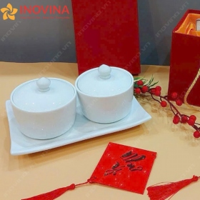 Khay Mứt Gốm Sứ Bát Tràng Trơn