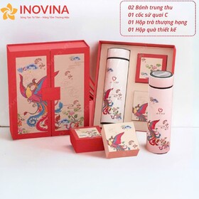 Quà Trung Thu Bình Giữ Nhiệt In Logo Và Bánh