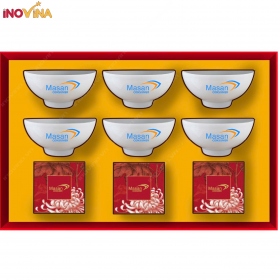 Quà Trung Thu Bộ Chén Sứ Trắng Bát Tràng Và Bánh