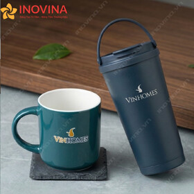Set Quà Tặng Ly Giữ Nhiệt Và Ly Sứ In Logo