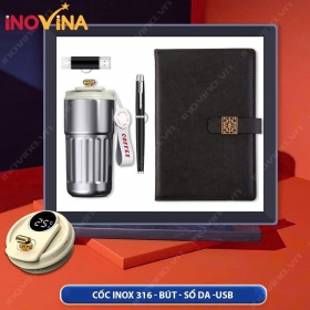 Giftset Sổ Tay, Bút Ký, Ly Inox, USB
