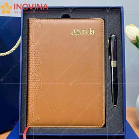 Sổ Tay Quà Tặng Kèm Bút Ký Viền Hoa Văn