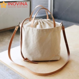 Túi Vải Canvas Phối Quai Xách Da