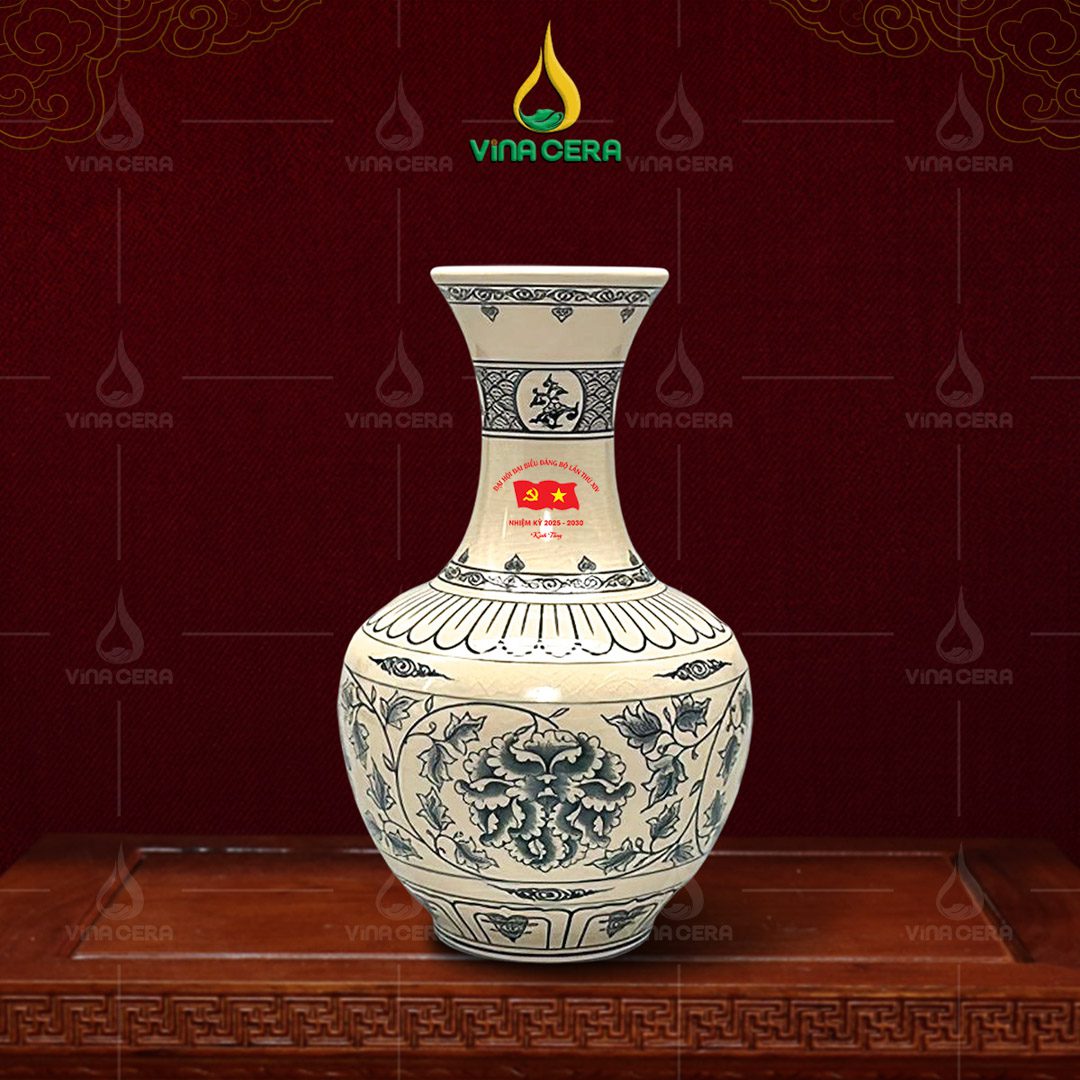 Bình hút lộc men Chu Đậu in logo Đại hội Đảng