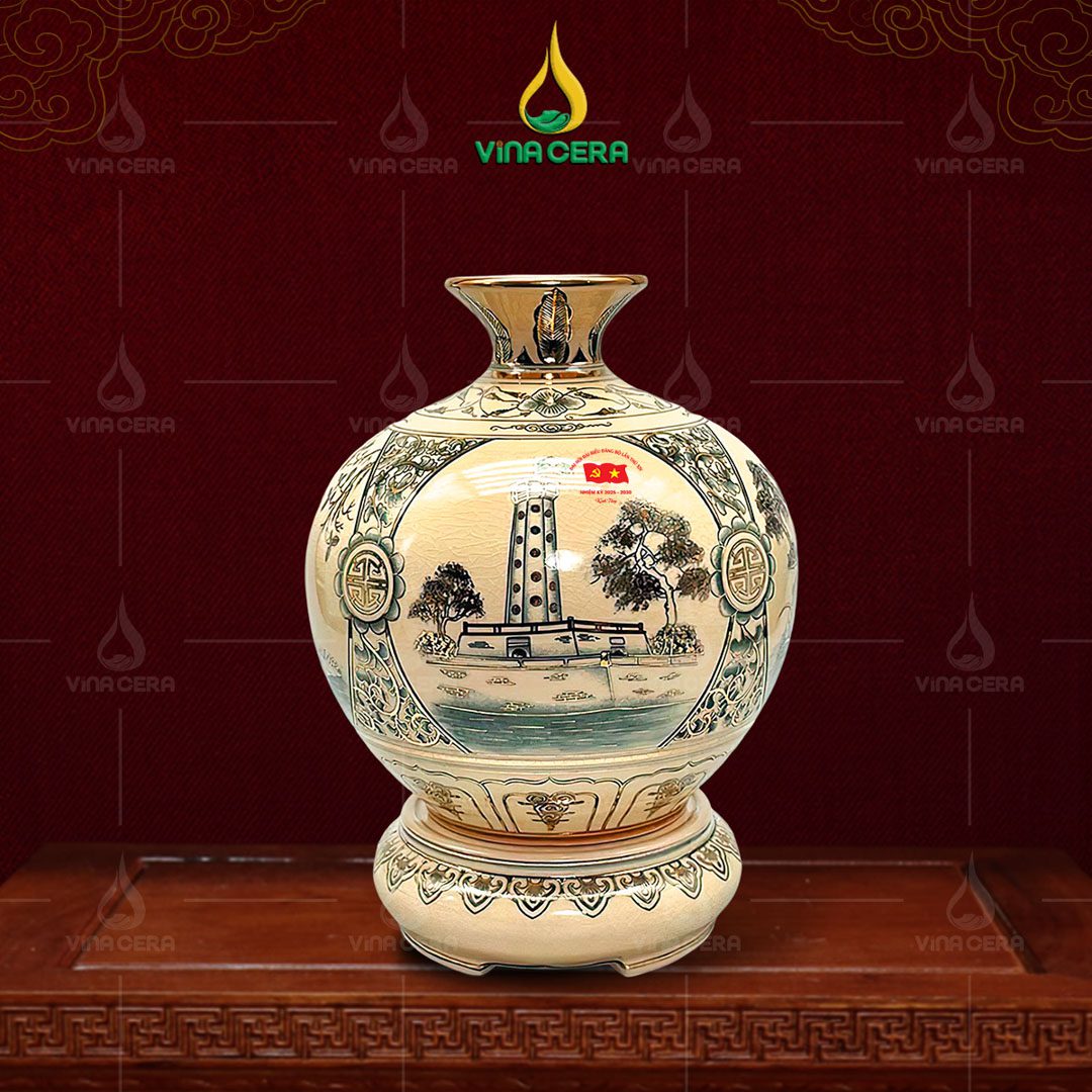 Bình hút lộc men Chu Đậu in logo Đại hội Đảng