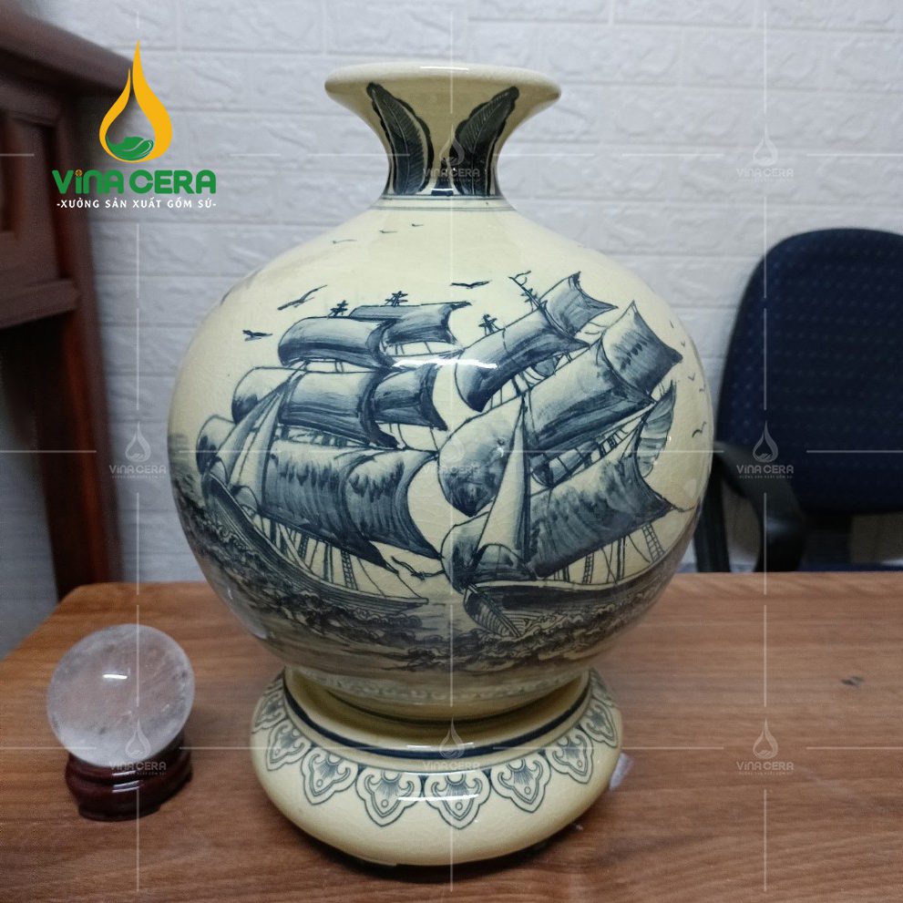Bình hút lộc men Chu Đậu Thuận Buồm Xuôi Gió