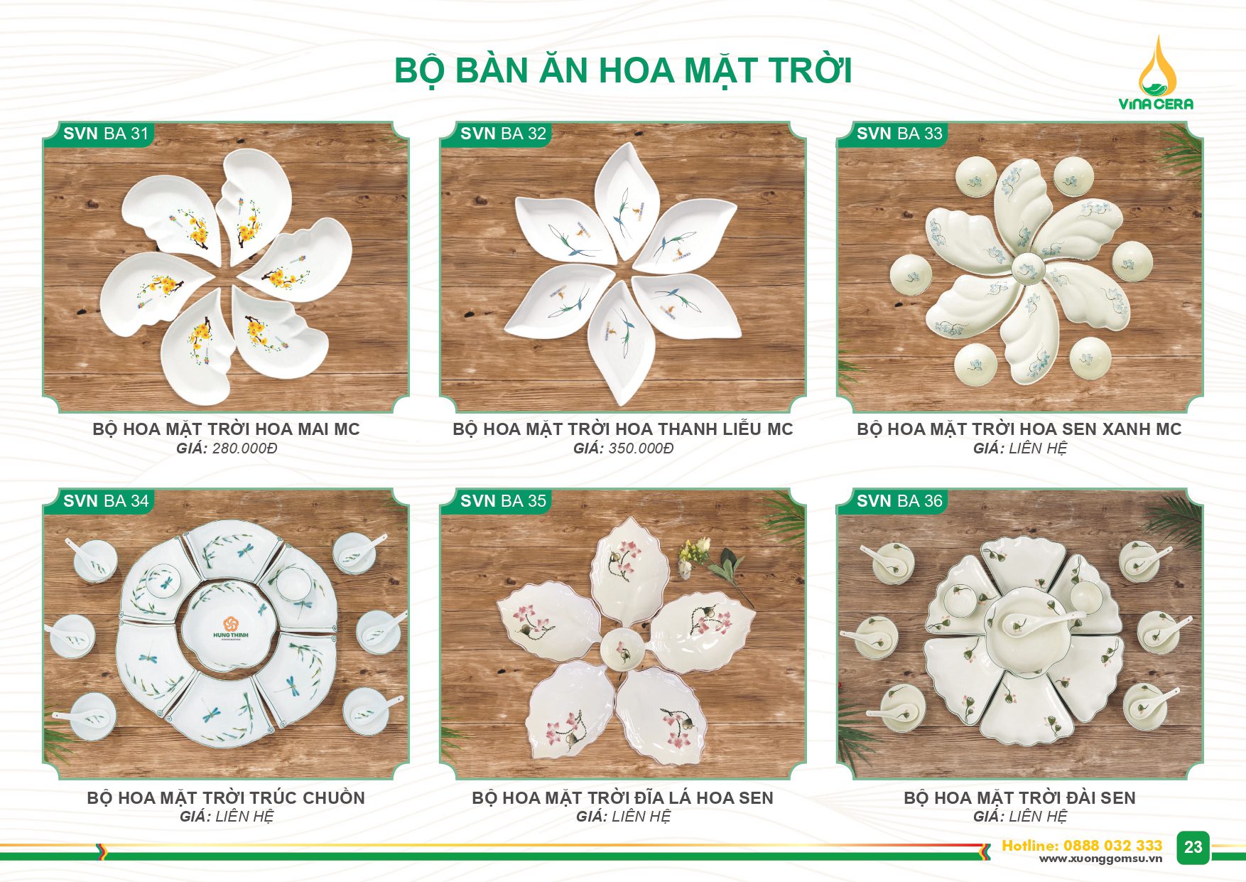 Catalog và Báo giá Bộ bàn ăn hoa mặt trời