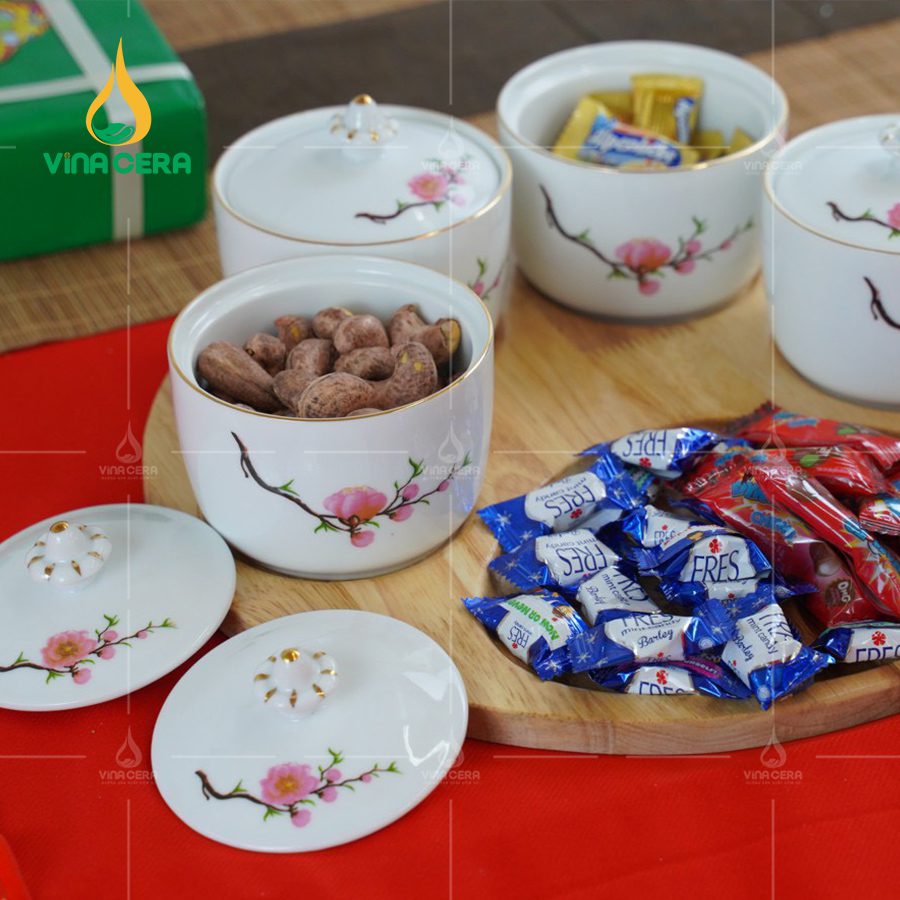 khay đựng mứt tết bằng sứ - Bộ 3 hủ (63)