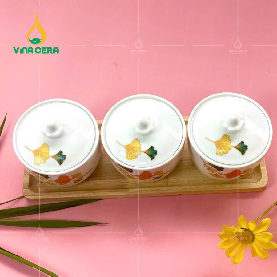 khay đựng mứt tết bằng sứ - Bộ 3 hủ (63)