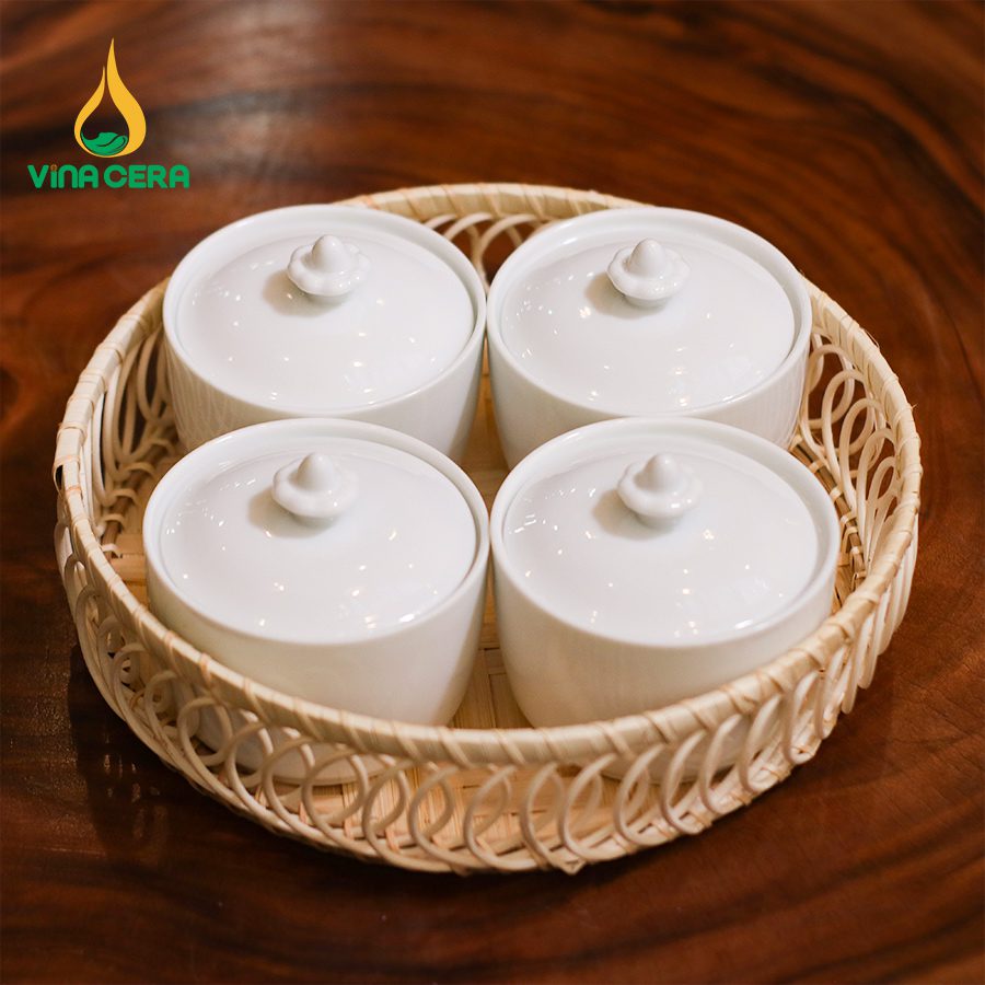 khay đựng mứt tết bằng sứ - Bộ 3 hủ