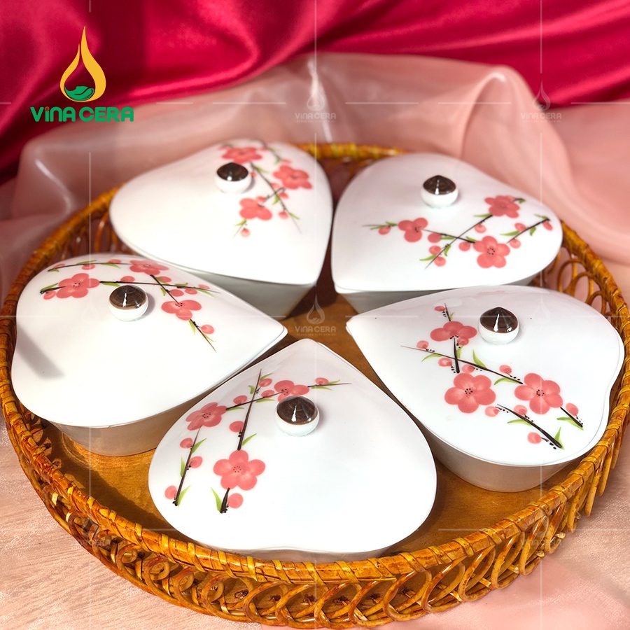khay mứt sứ Bát tràng cao cấp hoa mặt trời
