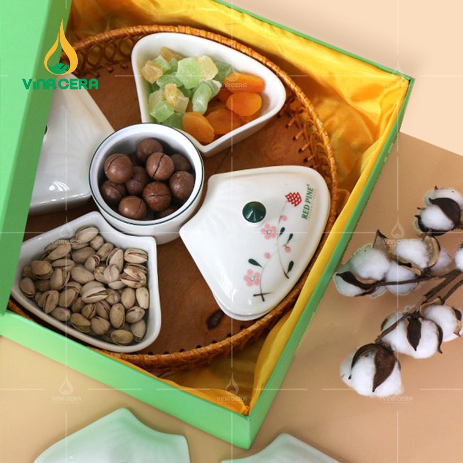 khay mứt sứ Bát tràng cao cấp hoa mặt trời